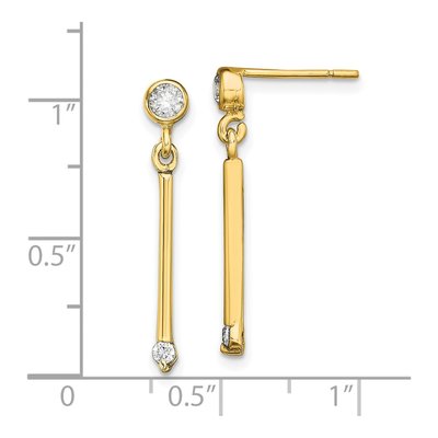 Gold-Plated Sterling Silver CZ Bar Dangle Earrings – view 5