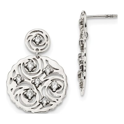 Sterling Silver CZ Dangle Earrings