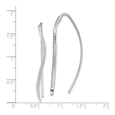 Sterling Silver CZ Curved Bar Threader Earrings – view 5
