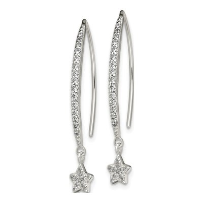 Sterling Silver CZ Star Threader Earrings – view 3