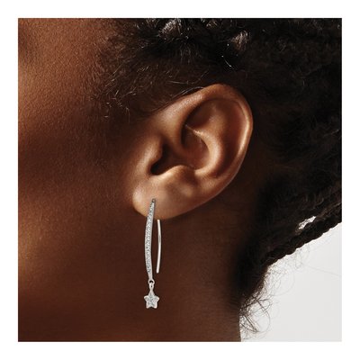Sterling Silver CZ Star Threader Earrings – view 4