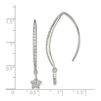Sterling Silver CZ Star Threader Earrings – view 5