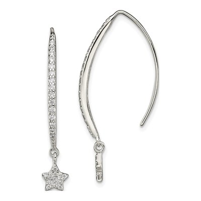Sterling Silver CZ Star Threader Earrings