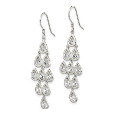 Sterling Silver CZ Pear Chandelier Earrings – view 3
