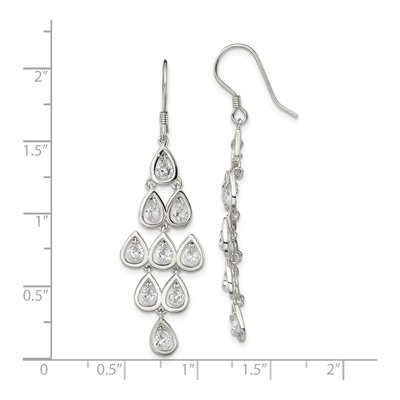Sterling Silver CZ Pear Chandelier Earrings – view 5
