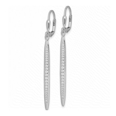 Sterling Silver CZ Bar Leverback Earrings – view 3