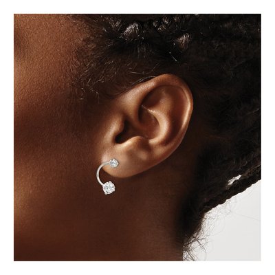Sterling Silver CZ Half-Circle Dangle Earrings – view 4