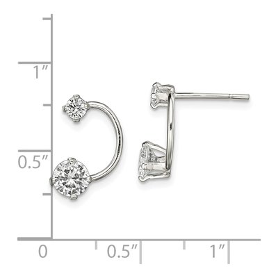 Sterling Silver CZ Half-Circle Dangle Earrings – view 5