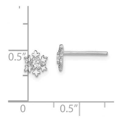 Sterling Silver Round CZ Snowflake Stud Earrings – view 5