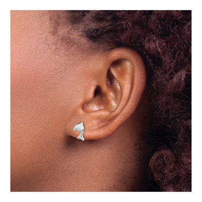 Sterling Silver Dolphin Stud Earrings – view 4
