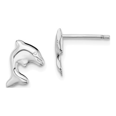 Sterling Silver Dolphin Stud Earrings