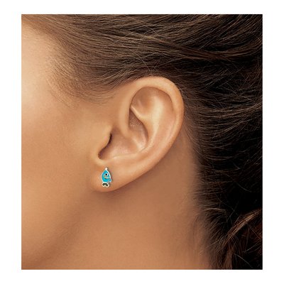 Sterling Silver Enameled Fish Stud Earrings – view 4