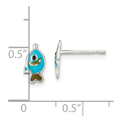 Sterling Silver Enameled Fish Stud Earrings – view 5