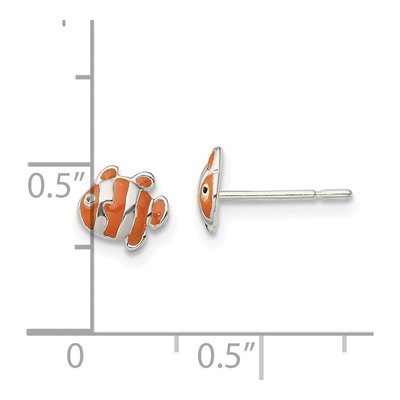 Sterling Silver Enameled Clown Fish Stud Earrings – view 5