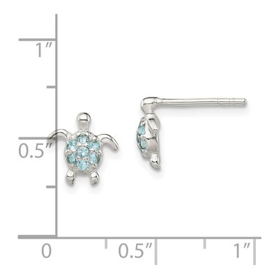 Sterling Silver Round CZ Turtle Stud Earrings – view 5