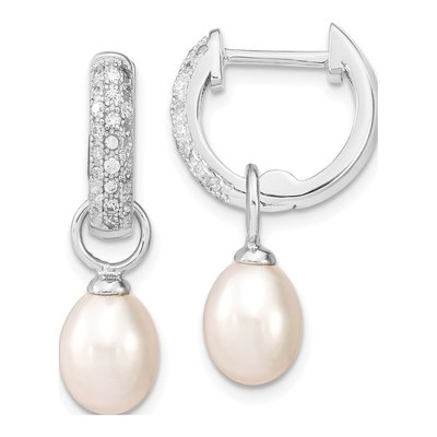 Sterling Silver Black & White Pearl CZ Earring Set – view 4