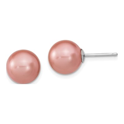Sterling Silver Shell Pearl Ball Earring Set – view 2