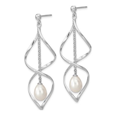 Sterling Silver Freshwater Cultured Pearl Dangle Earrings – view 2