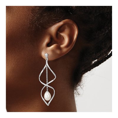 Sterling Silver Freshwater Cultured Pearl Dangle Earrings – view 3