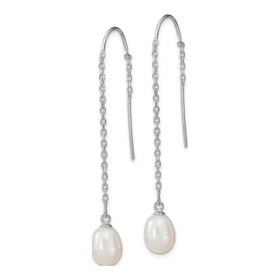 Sterling Silver Freshwater Cultured Pearl Threader Earrings – view 3