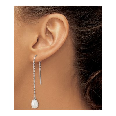 Sterling Silver Freshwater Cultured Pearl Threader Earrings – view 4
