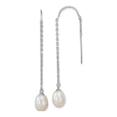 Sterling Silver Freshwater Cultured Pearl Threader Earrings