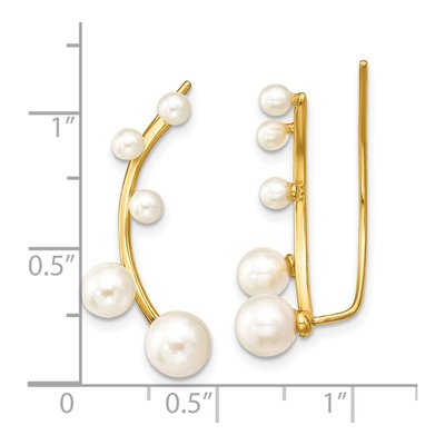 Gold-Plated Sterling Silver Freshwater Cultured Pearl Ear Climber Threader Earrings – view 5