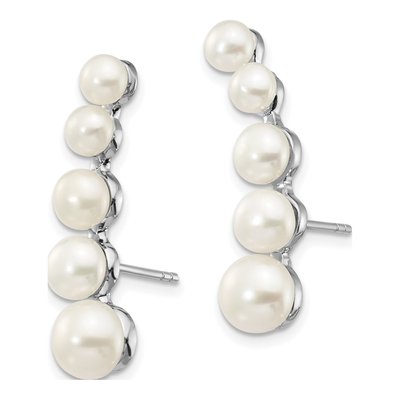 Sterling Silver Freshwater Cultured Pearl Ear Climber Ear Climbers – view 3
