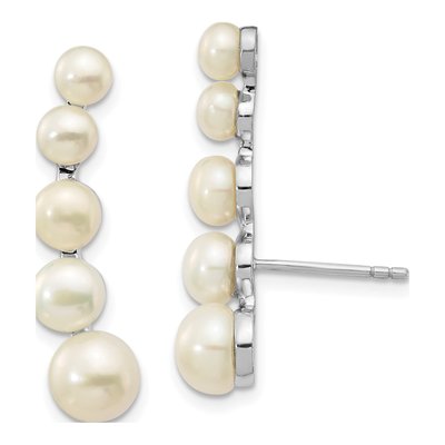Sterling Silver Freshwater Cultured Pearl Ear Climber Ear Climbers