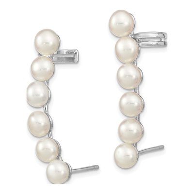 Sterling Silver Freshwater Cultured Pearl Ear Climber Cuffs Ear Cuff – view 3