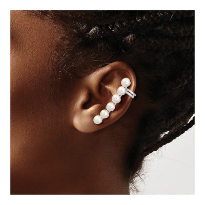 Sterling Silver Freshwater Cultured Pearl Ear Climber Cuffs Ear Cuff – view 5