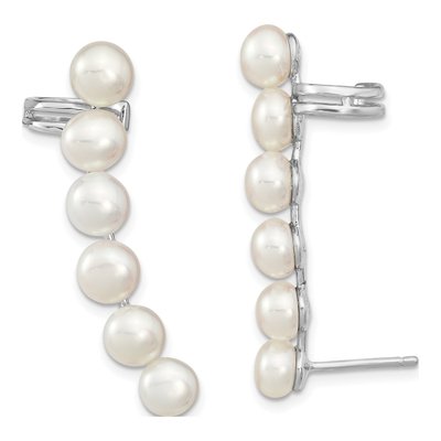 Sterling Silver Freshwater Cultured Pearl Ear Climber Cuffs Ear Cuff