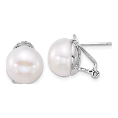 Sterling Silver Freshwater Cultured Pearl Button Stud Earrings