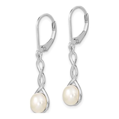 Sterling Silver Freshwater Cultured Pearl Leverback Earrings – view 3