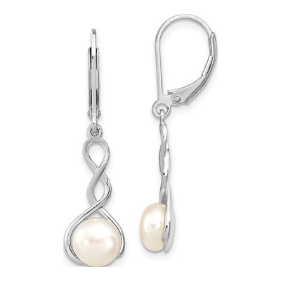 Sterling Silver Freshwater Cultured Pearl Leverback Earrings
