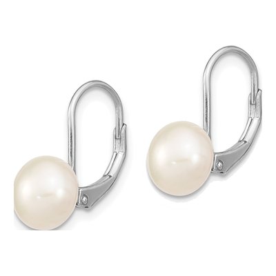 Sterling Silver Freshwater Cultured Pearl Leverback Earrings – view 3