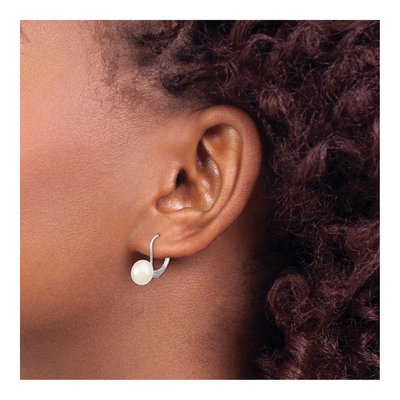 Sterling Silver Freshwater Cultured Pearl Leverback Earrings – view 4