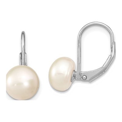 Sterling Silver Freshwater Cultured Pearl Leverback Earrings