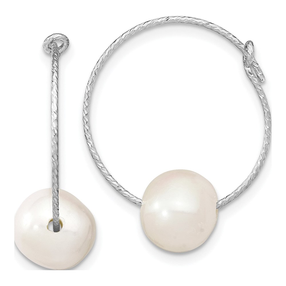 Sterling Silver Freshwater Pearl Hoop Earrings