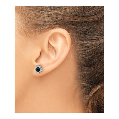 Sterling Silver 5.5mm Round Onyx Button Stud Earrings – view 4