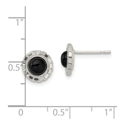 Sterling Silver 5.5mm Round Onyx Button Stud Earrings – view 5