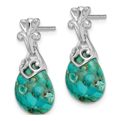Sterling Silver Lab-Created Turquoise Dangle Earrings – view 3