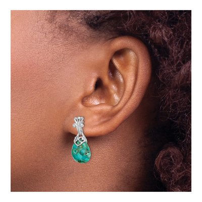 Sterling Silver Lab-Created Turquoise Dangle Earrings – view 4