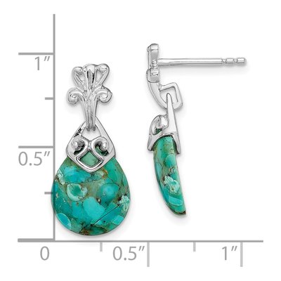 Sterling Silver Lab-Created Turquoise Dangle Earrings – view 5