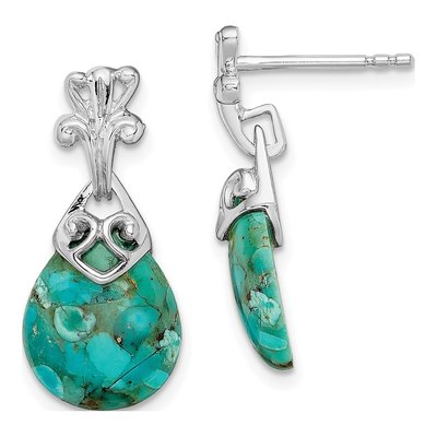 Sterling Silver Lab-Created Turquoise Dangle Earrings