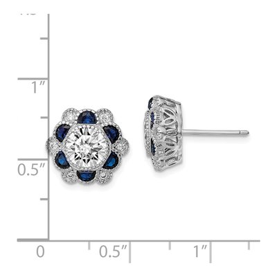 Sterling Silver Round CZ Flower Stud Earrings – view 5