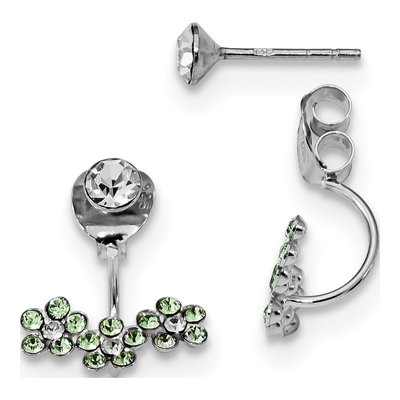 Sterling Silver Crystal Front Back Dangle Earrings