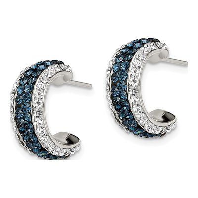 Sterling Silver 15mm Crystal Hoop Earrings – view 3