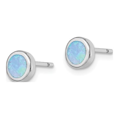Sterling Silver 5mm Round Lab-Created Opal Stud Earrings – view 3