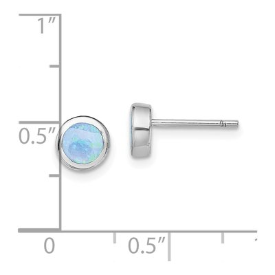 Sterling Silver 5mm Round Lab-Created Opal Stud Earrings – view 5